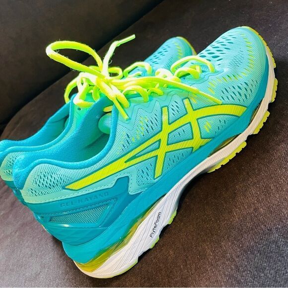 Asics Womens Size 40 Gel Kayano 23 Running Shoe Blue  New Asics GEL Kayano 23 Green Yellow womens 6.5 US 37.5 EUR running shoes